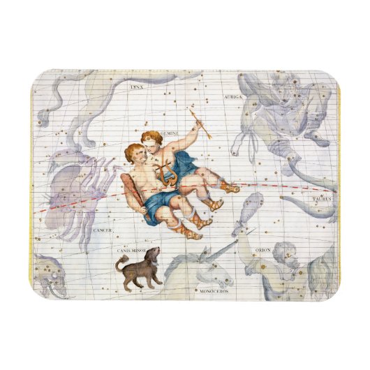 Magnet Flexible Constellation de Gemini avec Canis Mineure, plaque (Horizontal)