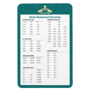 Magnet Flexible Conversion de mesure personnalisée Cuisine Chef