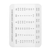 Magnet Flexible Conversion de mesures | Graphique de cuisine au no (Vertical)