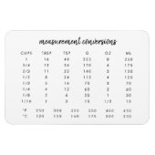 Magnet Flexible Conversions de mesure | Carte de cuisine moderne (Horizontal)
