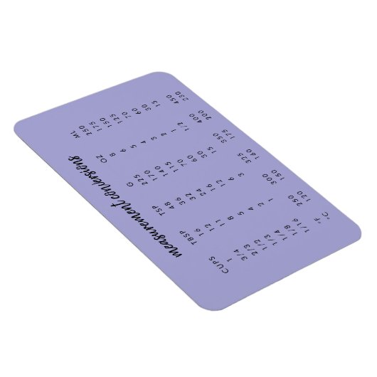 Magnet Flexible Conversions de mesure | Tableau de cuisine pourpre (Côté Droit)