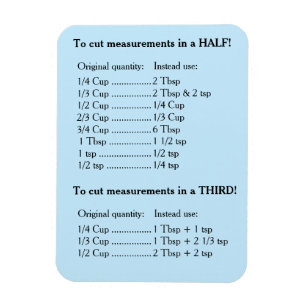 Magnet Flexible Convertisseur de recettes de cuisine bleu moitié e