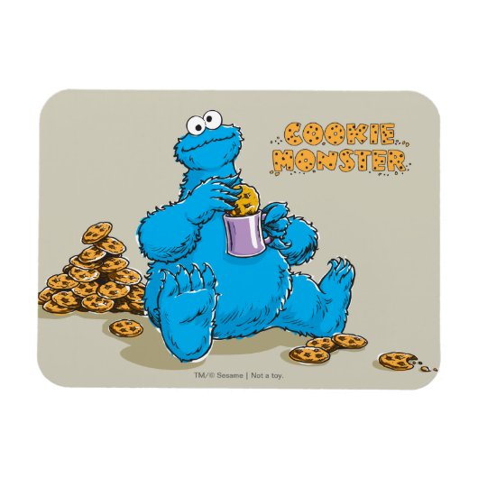 Magnet Flexible Cookie Monster Vintage mange des cookies (Horizontal)