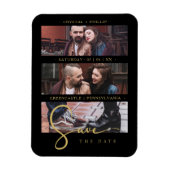 Magnet Flexible Cool Black Golden Romantic Wedding 3 Multi Photos (Vertical)