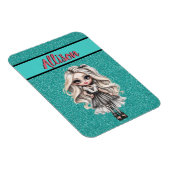 Magnet Flexible Cool Fashion Girl Turquoise Parties scintillant pe (Côté Droit)