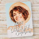 Magnet Flexible Cool moderne amusant Photo personnalisée Accueil A<br><div class="desc">Le design est moderne et simple. Ajoutez une photo personnalisée du célébrant d'anniversaire et ajoutez son nom.</div>