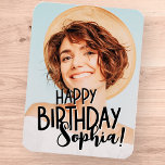 Magnet Flexible Cool moderne amusant Photo personnalisée Accueil A<br><div class="desc">Le design est moderne et simple. Ajoutez une photo personnalisée du célébrant d'anniversaire et ajoutez son nom.</div>