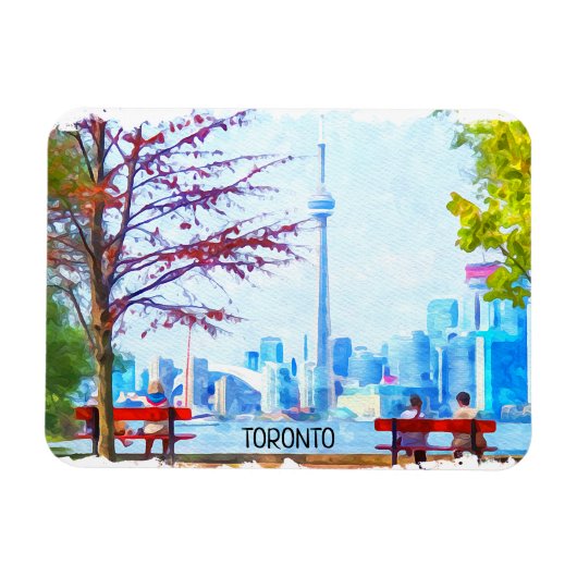 Magnet Flexible Cool Toronto Ontario Panorama Cityscape Aquarelle (Horizontal)