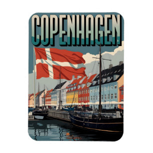 Magnet Flexible Copenhague vintage Danemark maisons colorées cadea