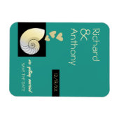 Magnet Flexible Coquillage et Coeurs, Mariage de plage Enregistrer (Horizontal)