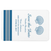 Magnet Flexible Coquillages bleus gris marine Enregistrer la date (Horizontal)