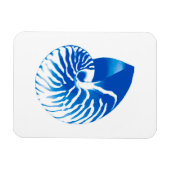 Magnet Flexible Coquille de Nautilus - bleu cobalt et blanc (Horizontal)