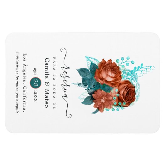 Magnet Flexible Corail espagnol et mariage turquoise Enregistrer l (Horizontal)