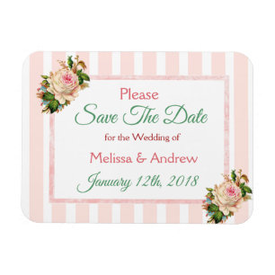 Magnet Flexible Coral Floral Enregistrer la date Mariage aimant