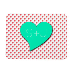 Magnet Flexible Coral Pink Polka Dots-Monogram by Shirley Taylor