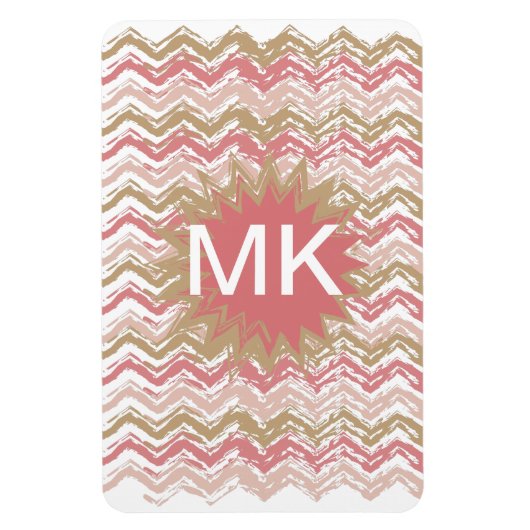 Magnet Flexible Coral Spice Scribble ZigZag Chevron Motif (Vertical)