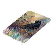 Magnet Flexible Corbeau peint à la main avec Fleurs sauvages (Côté Gauche)