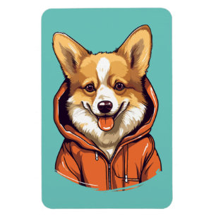 Magnet Flexible Corgi Drôle Portant un Sweat à Capuche