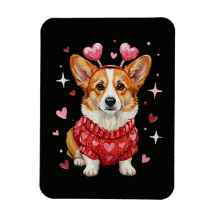 Magnet Flexible Corgi Mignon Cœur Saint Valentin