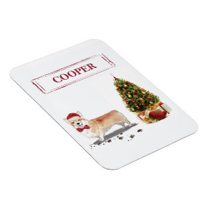 Magnet Flexible Corgi Noël drôle Chien avec Arbre