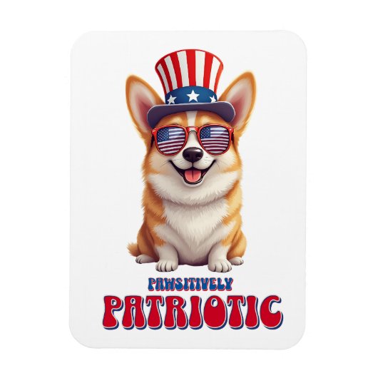 Magnet Flexible Corgi patriotique - patriotique (Vertical)