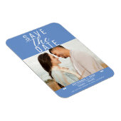 Magnet Flexible Cornflower bleu moderne Enregistrer la date Photo  (Côté Droit)