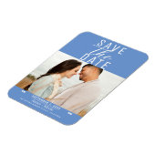 Magnet Flexible Cornflower bleu moderne Enregistrer la date Photo  (Côté Gauche)