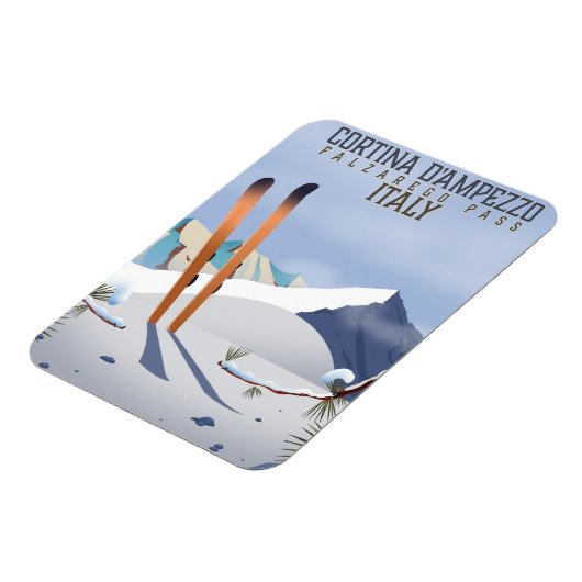 Magnet Flexible Cortina d'Ampezzo Italie poster ski Art Print (Côté Gauche)