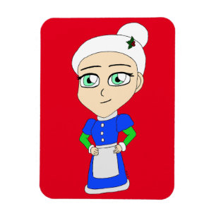 Magnet Flexible Costume bleu Mme Claus Chibi