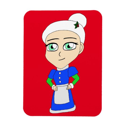 Magnet Flexible Costume bleu Mme Claus Chibi (Vertical)