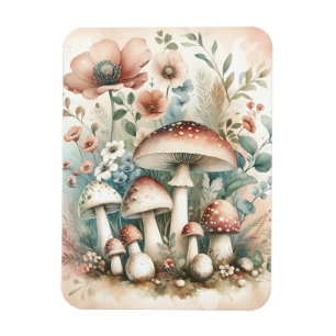 Magnet Flexible Cottage   Champignons et fleurs vintages