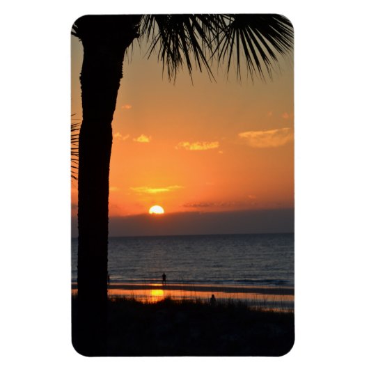 Magnet Flexible Coucher de soleil avec Palm Tree Silhouette Beach (Vertical)