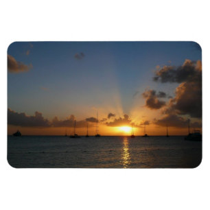 Magnet Flexible Coucher de soleil avec voiliers Paysage tropical P