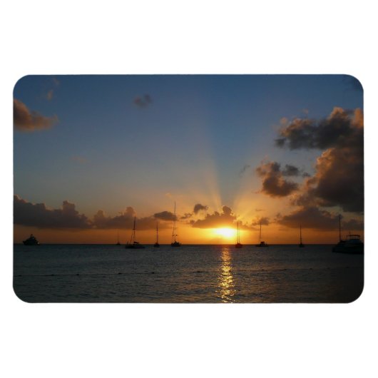 Magnet Flexible Coucher de soleil avec voiliers Paysage tropical P (Horizontal)