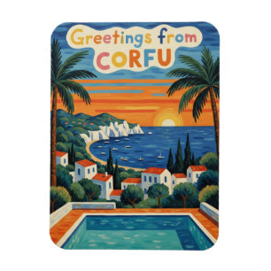 Magnet Flexible Coucher de soleil Corfou Grèce Voyage