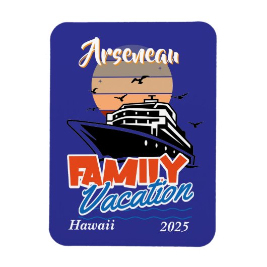 Magnet Flexible Coucher de soleil Famille Vacances Bleu Personnali (Vertical)