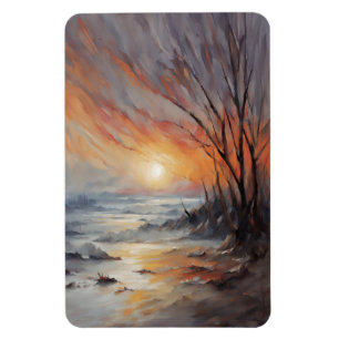 Magnet Flexible Coucher de soleil serein en hiver - Art de paysage