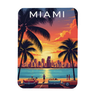Magnet Flexible Coucher de soleil sur la ligne d'horizon de Miami