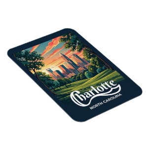 Magnet Flexible Coucher de soleil sur la skyline de Charlotte – Ca