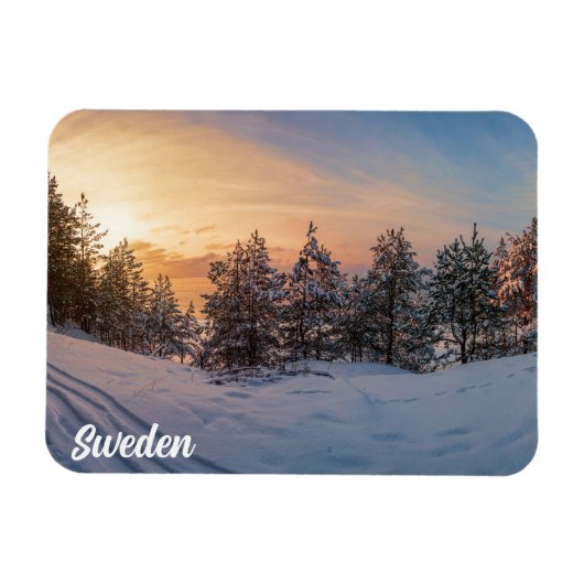 Magnet Flexible Coucher de soleil sur une forêt de neige gelée prè (Horizontal)