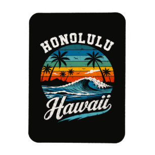 Magnet Flexible Coucher de soleil surf Honolulu Hawaï