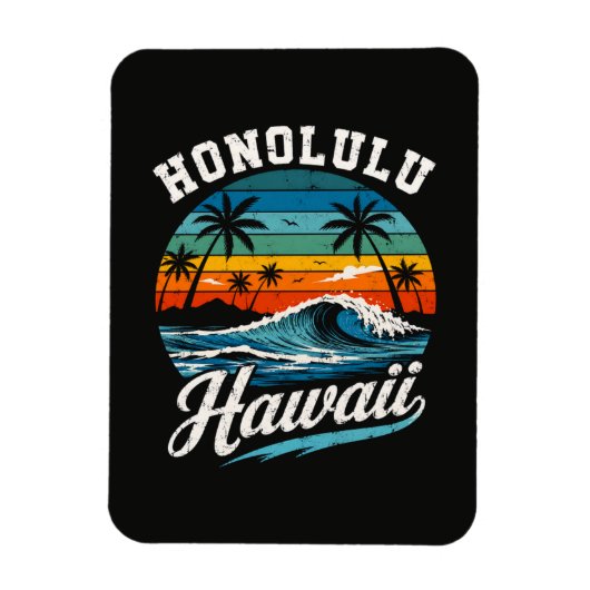 Magnet Flexible Coucher de soleil surf Honolulu Hawaï (Vertical)