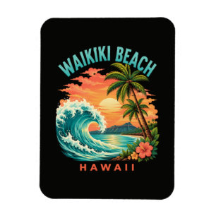 Magnet Flexible Coucher de soleil tropical à Waikiki Beach Hawaï