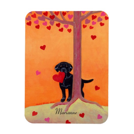 Magnet Flexible Couleur d'automne personnalisée Noir Labrador (Vertical)