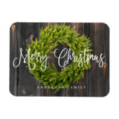 Magnet Flexible Country Rustic Wood Merry Christmas Greeting (Horizontal)
