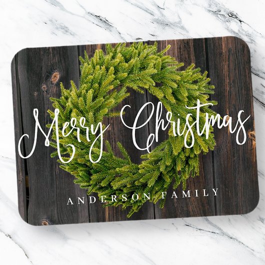 Magnet Flexible Country Rustic Wood Merry Christmas Greeting
