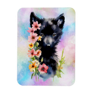 Magnet Flexible Coupe d'aquarelle Black Baby Wolf