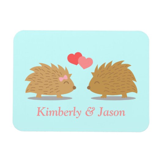 Magnet Flexible Couple de hérissons mignons amoureux (Horizontal)