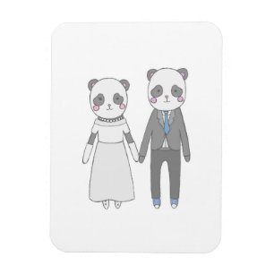 Magnet Flexible Couple de Mariage Panda Mignon – Mariée & Mari Kaw