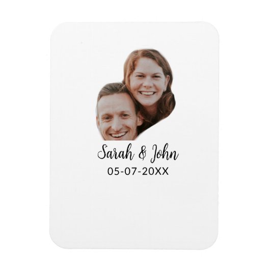 Magnet Flexible Couple face photo add name date simple wedding  (Vertical)